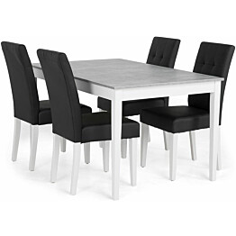 Ruokailuryhmä Scandinavian Choice Romeo 140cm 4 Viktor tuolia valkoinen/musta