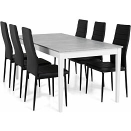 Ruokailuryhmä Scandinavian Choice Romeo 180cm 6 Ted tuolia valkoinen/musta