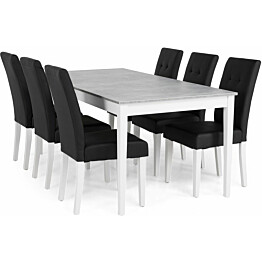 Ruokailuryhmä Scandinavian Choice Romeo 180cm 6 Viktor tuolia valkoinen/musta
