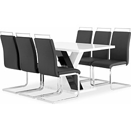 Ruokailuryhmä Scandinavian Choice Cesi 140cm 140 6 Isoda tuolia valkoinen/musta
