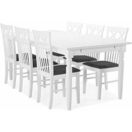 Ruokapöytä Scandinavian Choice Hampton 6 Rebecka tuolia valkoinen/musta