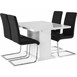 Jatkettava ruokailuryhmä Scandinavian Choice Ratliff 120cm 4 Cibus tuolia valkoinen/musta