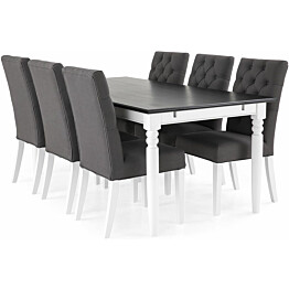 Ruokailuryhmä Scandinavian Choice Hampton 190cm 6 Jenny tuolilla harmaa/valkoinen/musta
