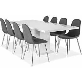 Jatkettava ruokailuryhmä Scandinavian Choice Ratliff 200x40cm 8 Nibe tuolia valkoinen