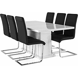 Ruokailuryhmä Scandinavian Choice Ratliff 180cm 6 Cibus tuolilla valkoinen
