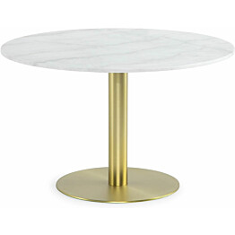 Ruokapöytä Concept 55 Capri 120cm pyöreä marmori harjattu messinki/valkoinen