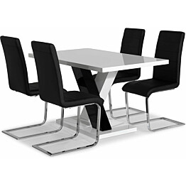 Ruokailuryhmä Scandinavian Choice Cesi 140cm 4 Cibus tuolia valkoinen/musta