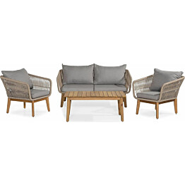 Sohvaryhmä Morocco 2-istuttava sohva + 2 tuolia + pöytä beige/harmaa