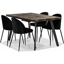 Jatkettava ruokailuryhmä Scandinavian Choice Marcelen 140cm 4 Felipe tuolilla ruskea/musta