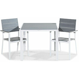 Ruokailuryhmä Tunis 90x90cm, 2 tuolia, valkoinen/harmaa