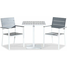 Parvekeryhmä Tunis 70x70cm, 2 tuolia, valkoinen/harmaa