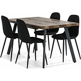 Jatkettava ruokailuryhmä Scandinavian Choice Marcelen 140cm 4 Nibe tuolia musta/ruskea/harmaa ruskea/musta