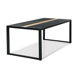 Ruokapöytä Bastian, 100x200cm, musta/tiikki