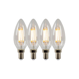 LED-lamppu Lucide filamentti E14 Ø3,5cm himmennettävä 4W 2700K kirkas 4kpl