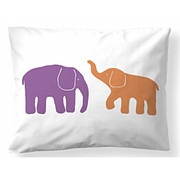 Tyynyliina Finlayson Kaksi elefanttia, 50x60cm, violetti/oranssi