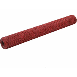 Kanaverkko teräs PVC pinnoitteella, silmäkoko 25mm, 25x1.2m, punainen