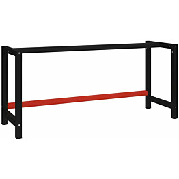 Työpöydän runko metalli, 175x57x79 cm, musta ja punainen
