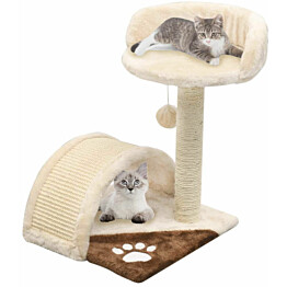 Kissan kiipeilypuu, sisal-pylväällä ja pesällä, 40cm, beige/ruskea