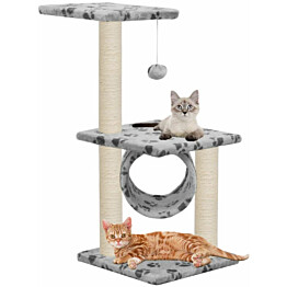 Kissan kiipeilypuu, sisal-pylväillä, 65cm, tassukuvio, harmaa