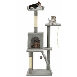 Kissan kiipeilypuu, sisal-pylväillä, 50x50x120cm, harmaa
