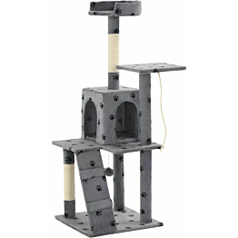 Kissan kiipeilypuu, sisal-pylväillä, 50x50x120cm, tassukuvio, harmaa