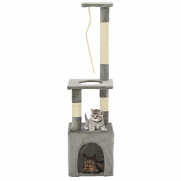 Kissan kiipeilypuu, sisal-pylväillä, 30x30x109cm, harmaa