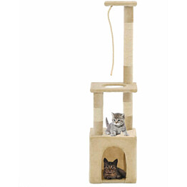 Kissan kiipeilypuu, sisal-pylväillä, 30x30x109cm, beige