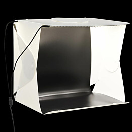 Kokoontaittuva LED-studiovalolaatikko, 40x34x37 cm, valkoinen