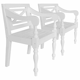 Batavia-tuolit, 2 kpl, valkoinen, mahonki