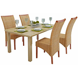 Ruokapöydän tuolit, 4 kpl, ruskea luonnollinen rottinki