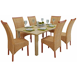 Ruokapöydän tuolit, 6 kpl, ruskea luonnollinen rottinki