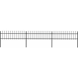 Puutarha-aita, keihäskärjillä, 5.1x0.6m, teräs, musta