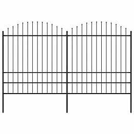 Puutarha-aita, keihäskärjillä, teräs, (1.75-2)x3.4m, musta