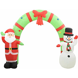 Ilmatäytteinen joulukoriste, joulupukki ja lumiukko, LED, 280cm