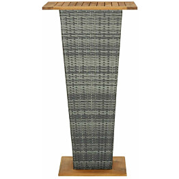 Baaripöytä, harmaa, 60x60x110 cm, polyrottinki ja täysi akaasiapuu