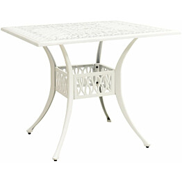 Puutarhapöytä valkoinen, 90x90x73 cm, valualumiini