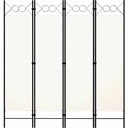 4-paneelinen tilanjakaja, valkoinen, 160x180 cm