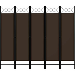 5-paneelinen tilanjakaja, ruskea, 200x180 cm
