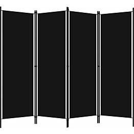 4-paneelinen tilanjakaja, musta, 200x180 cm