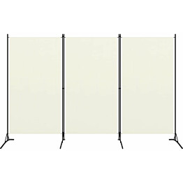 3-paneelinen tilanjakaja, kermanvalkoinen, 260x180 cm