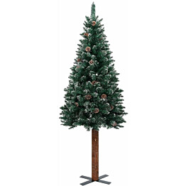 Kapea joulukuusi aidolla puulla ja lumella, vihreä, 210cm