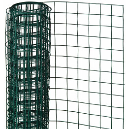 Metalliverkko, neliö, 0.5x5m, 13mm, muovipäällysteinen teräs, vihreä