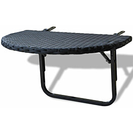 Parvekepöytä, 60x60x32 cm, musta polyrottinki