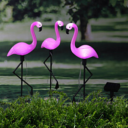Puutarhan aurinkokenno, LED valaisin, flamingo, 3 kpl