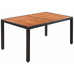 Puutarhapöytä, 150x90x75 cm, polyrottinki ja akaasiapuu
