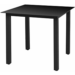 Puutarhapöytä musta, 80x80x74 cm, alumiini ja lasi