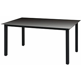 Puutarhapöytä musta, 150x90x74 cm, alumiini ja lasi