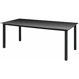 Puutarhapöytä musta, 190x90x74 cm, alumiini ja lasi