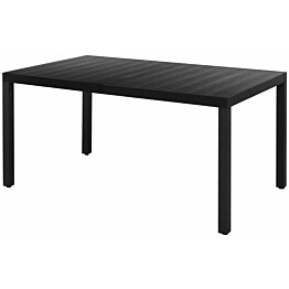 Puutarhapöytä musta, 150x90x74 cm, alumiini ja puukomposiitti