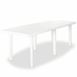Puutarhapöytä valkoinen, 210x96x72 cm, muovi